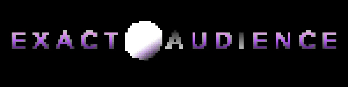 Exact Audience logo featuring purple text with a white dotted sphere in the center